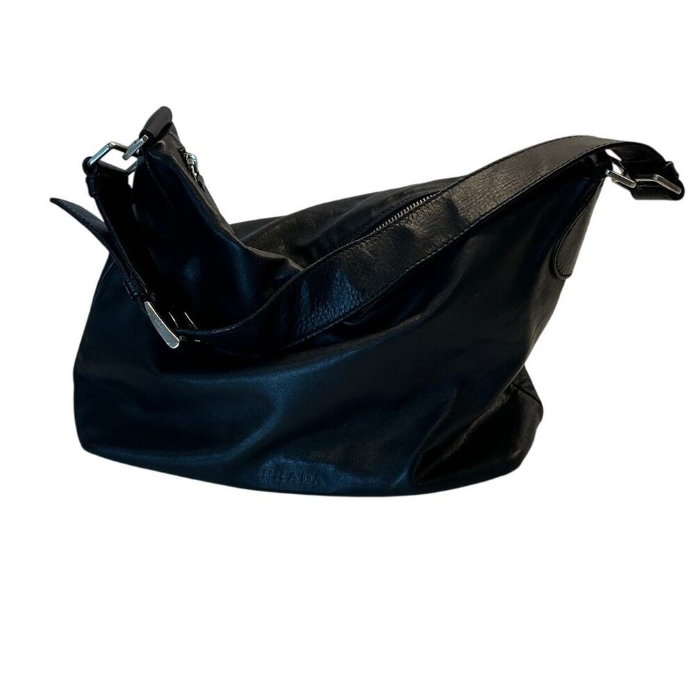 Prada Black Leather Shoulder Hobo Bag Adjustable Strap - Picture 4 of 16